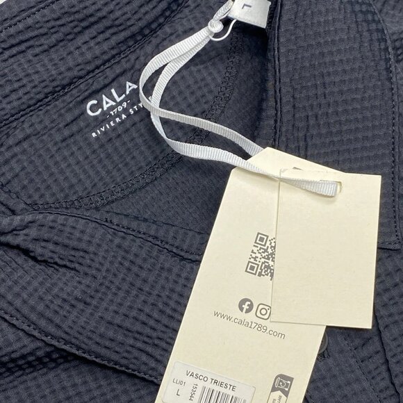 NEW CALA  1789 Vasco Trieste Embossed Fabric Breathable Polo Shirt Black Size L - Picture 4 of 8
